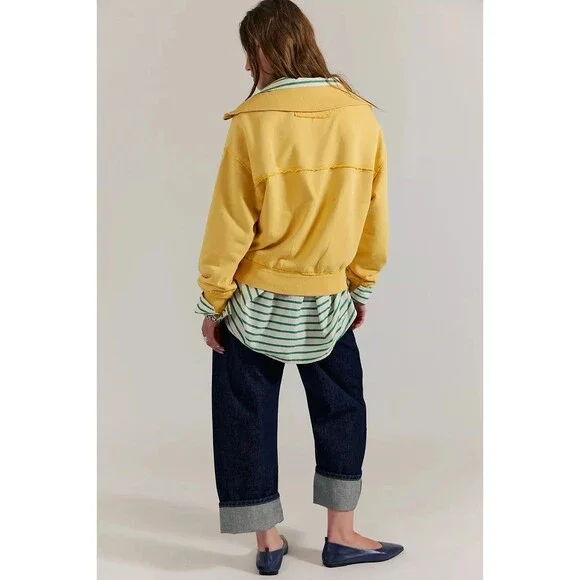 Free People We The Free Parker Half-Zip Pullover Sweatshirt Top Cozy XS 283931 - Picture 3 of 9